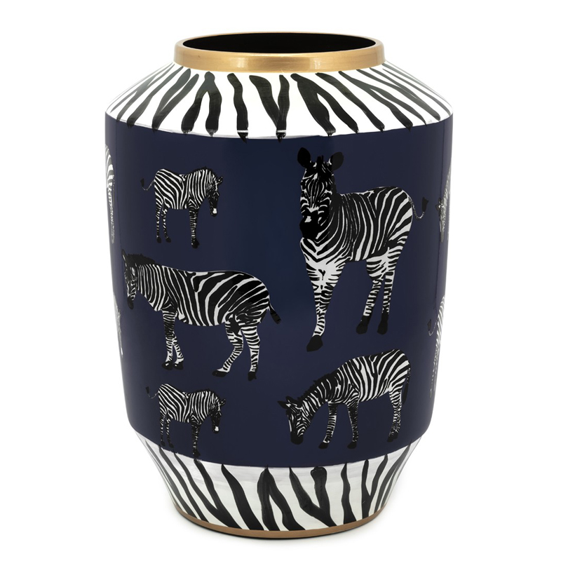 Ваза VASE ZEBER CYL Черно-белый Синий Ваза VASE ZEBER CYL Черно-белый Синий в Барнауле | Loft Concept