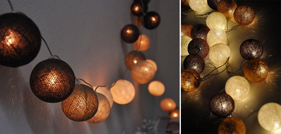 Гирлянда хлопковые фонарики Сotton Ball Brown - Loft-Concept в Барнауле