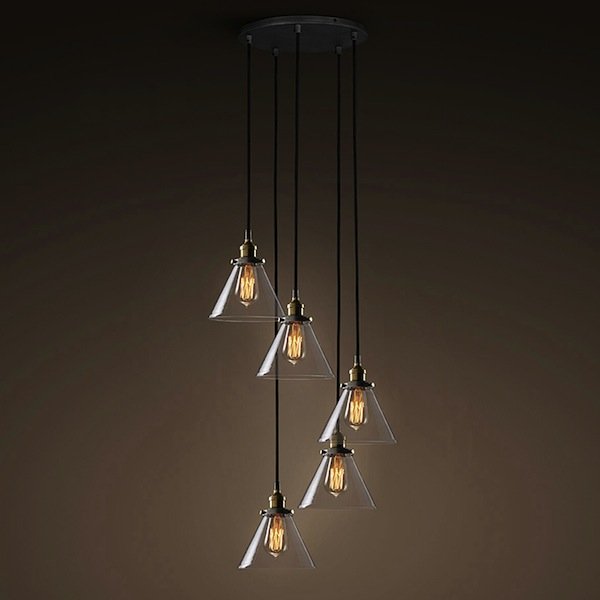Подвесной светильник Loft Clear Glass Wide Cloche 5 Черный Подвесной светильник Loft Clear Glass Wide Cloche 5 Черный в Барнауле | Loft Concept