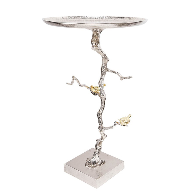 Приставной столик Tree Branch & Bird Сатиновое Серебро Золотой Приставной столик Tree Branch & Bird Сатиновое Серебро Золотой в Барнауле | Loft Concept