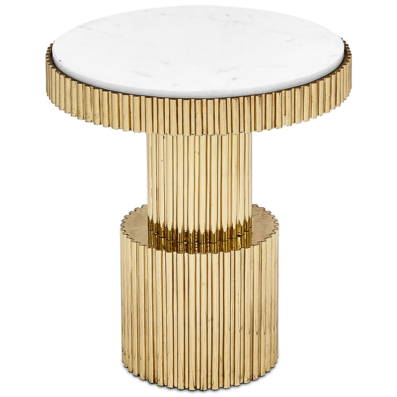 Приставной стол Brass Column Side Table Белый Латунь Приставной стол Brass Column Side Table Белый Латунь в Барнауле | Loft Concept