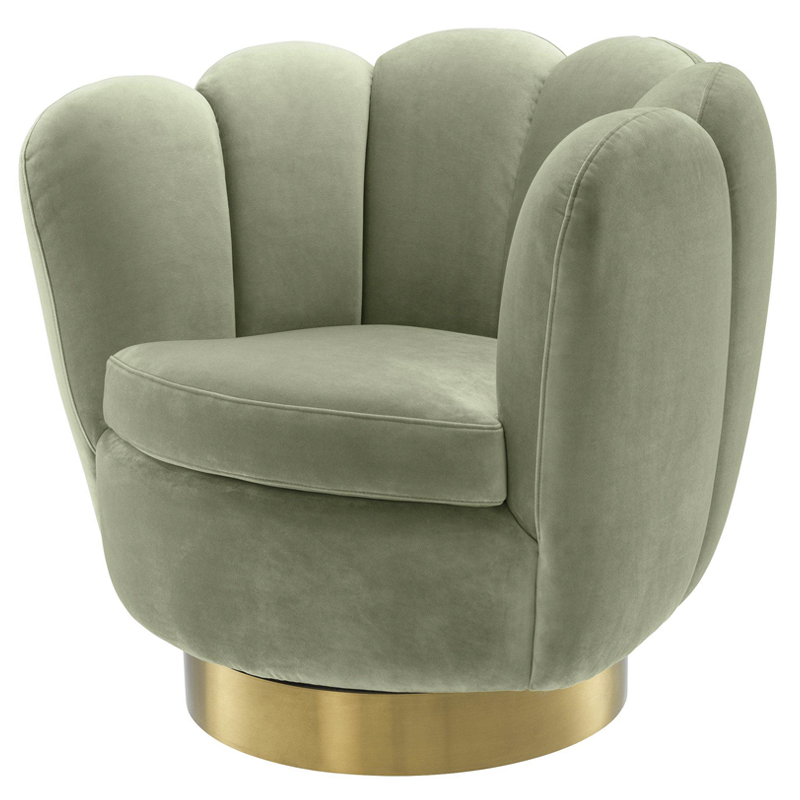 Кресло Eichholtz Swivel Chair Mirage pistache green Зеленый шалфей Матовая латунь в Барнауле | Loft Concept 
