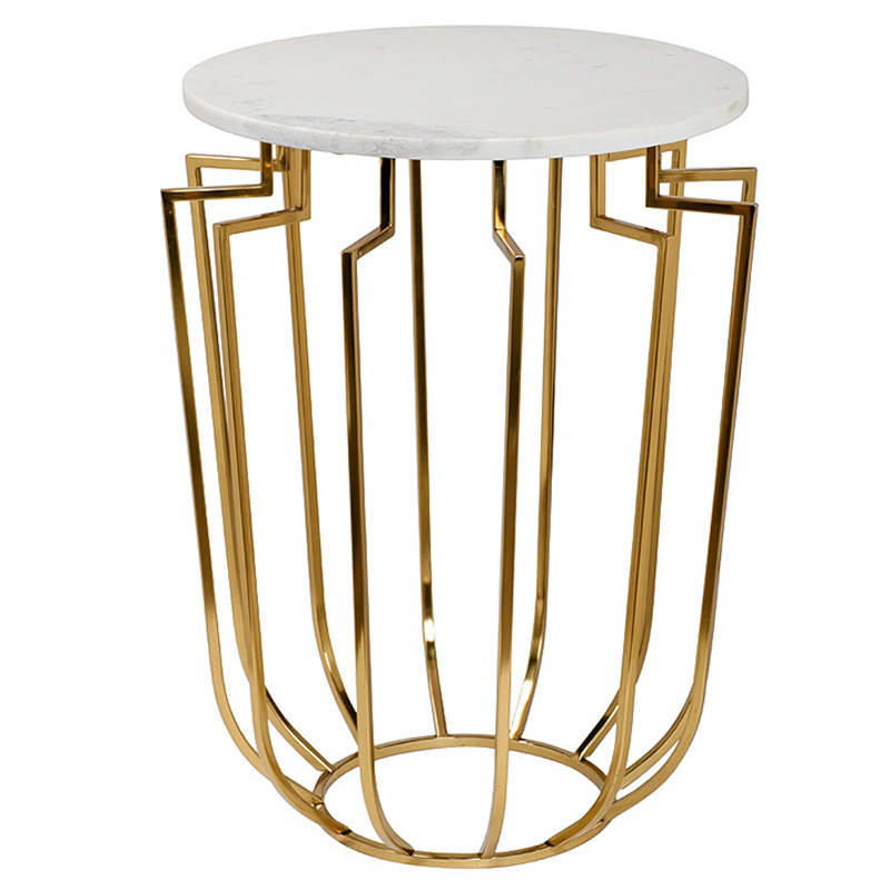 Приставной стол Embret Marble Side Table Глянцевое золото Белый Мрамор Bianco Приставной стол Embret Marble Side Table Глянцевое золото Белый Мрамор Bianco в Барнауле | Loft Concept