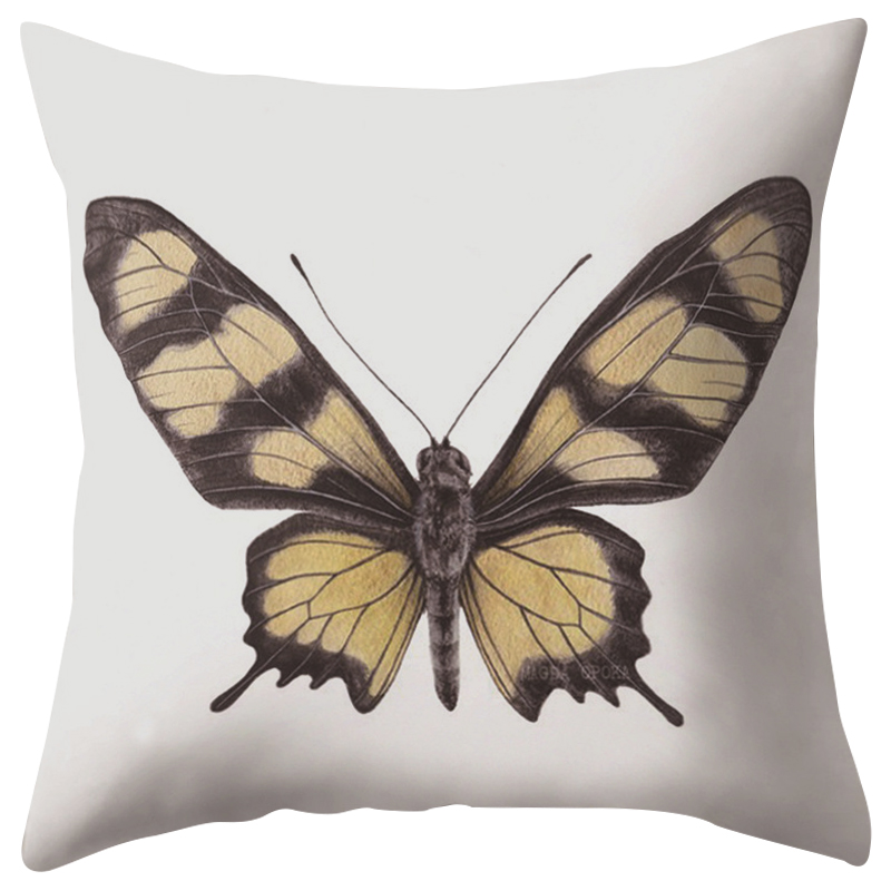 Декоративная подушка Yellow Butterfly Белый Желтый Черный Декоративная подушка Yellow Butterfly Белый Желтый Черный в Барнауле | Loft Concept