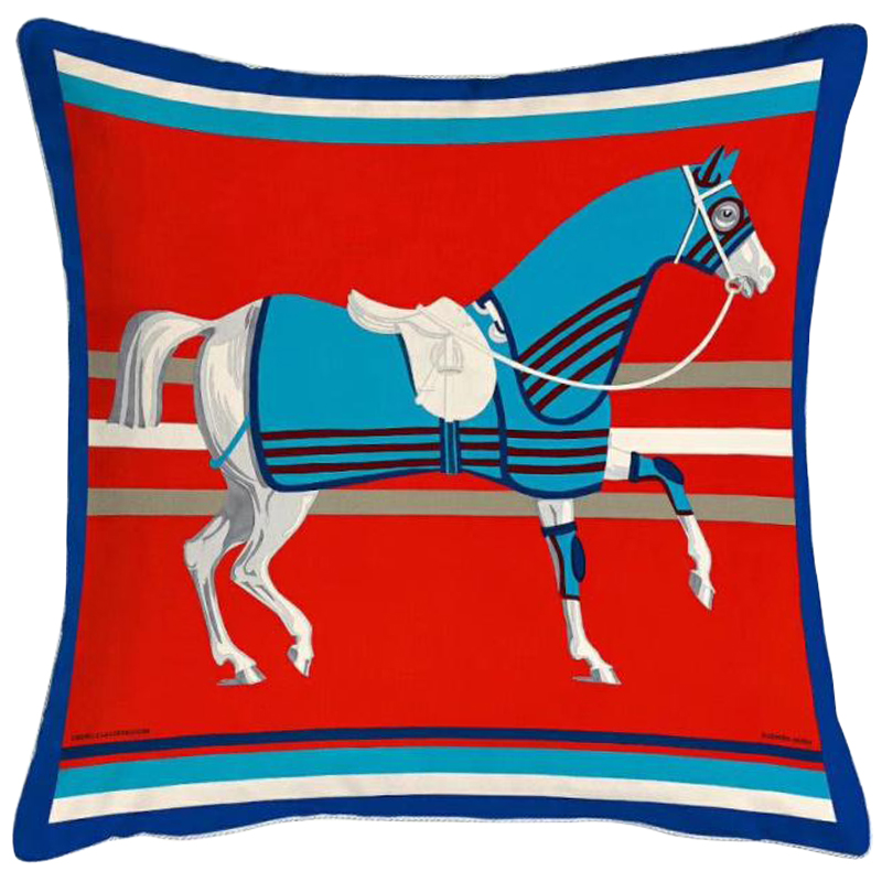 Декоративная подушка Hermes Horse 65 Красный Голубой Синий Мульти Декоративная подушка Hermes Horse 65 Красный Голубой Синий Мульти в Барнауле | Loft Concept