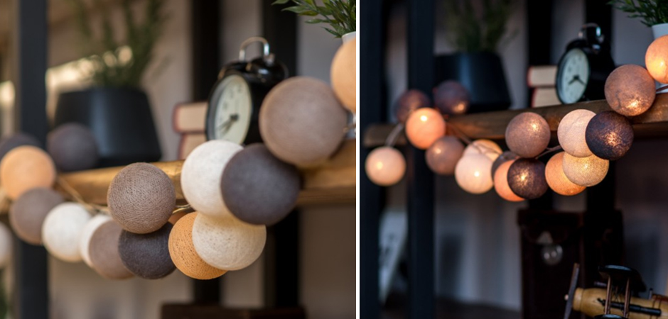 Гирлянда хлопковые фонарики Сotton Ball Clay - Loft-Concept в Барнауле