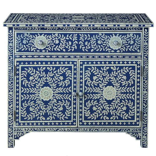 Комод инкрустация костью ORIENTAL Indian синий орнамент Синий Комод инкрустация костью ORIENTAL Indian синий орнамент Синий в Барнауле | Loft Concept