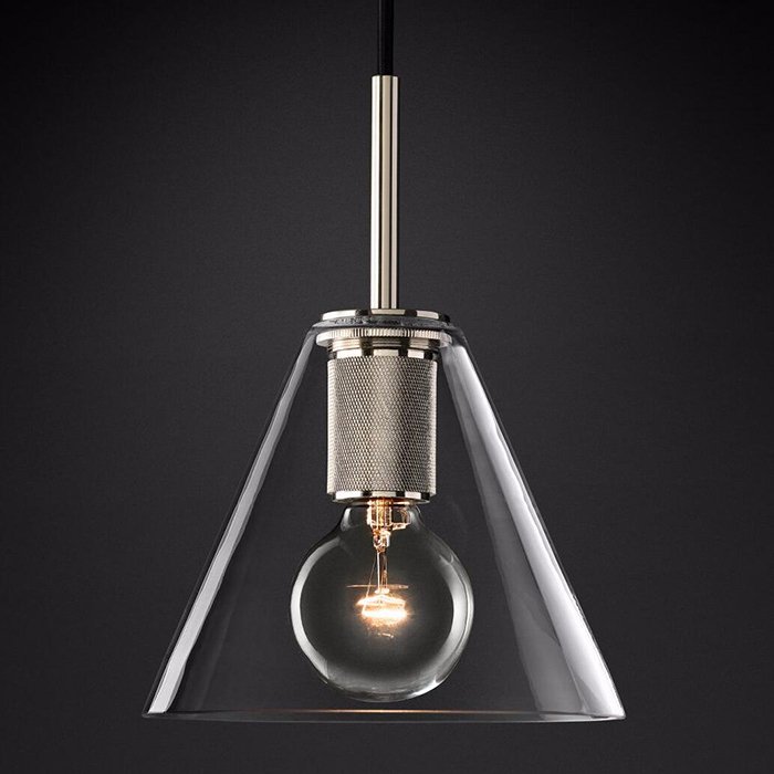 Подвесной светильник RH Utilitaire Funnel Pendant Silver Никель Прозрачное Стекло Подвесной светильник RH Utilitaire Funnel Pendant Silver Никель Прозрачное Стекло в Барнауле | Loft Concept