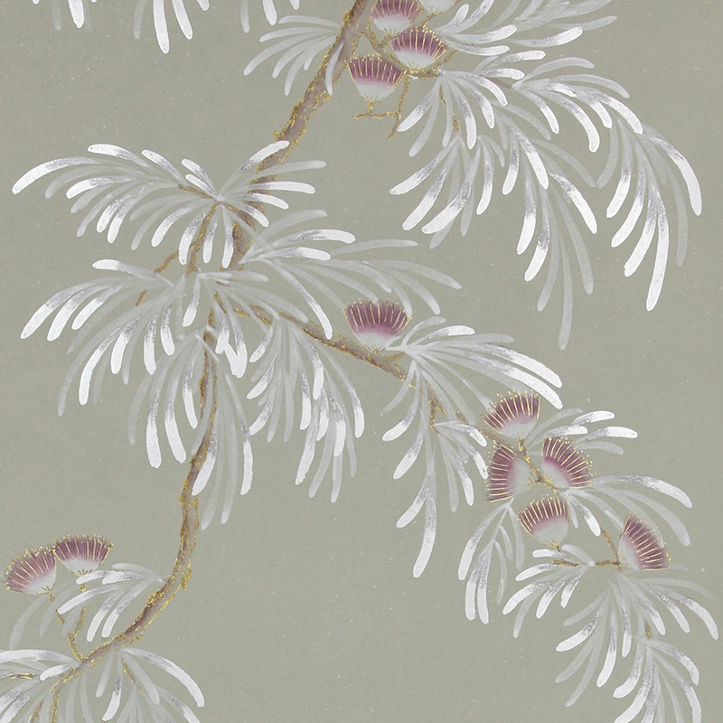 Обои ручная роспись Silk Tree Special Colourway on grey painted Xuan paper Обои ручная роспись Silk Tree Special Colourway on grey painted Xuan paper в Барнауле | Loft Concept