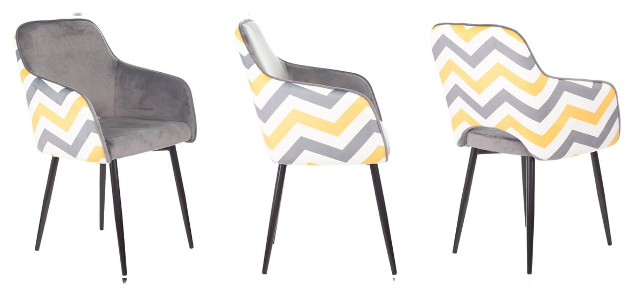 Стул SHARRON Chair Серый и Желтый Зигзаг - фото