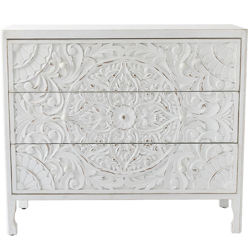Комод с резным декорированным фасадом Matsi Provence Chest of Drawers Белый Белый Комод с резным декорированным фасадом Matsi Provence Chest of Drawers Белый Белый в Барнауле | Loft Concept