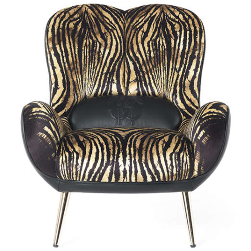 Дизайнерское Кресло Tifnit  Armchairs стиль Roberto Cavalli II Черный Бежевый Золотой в Барнауле | Loft Concept 