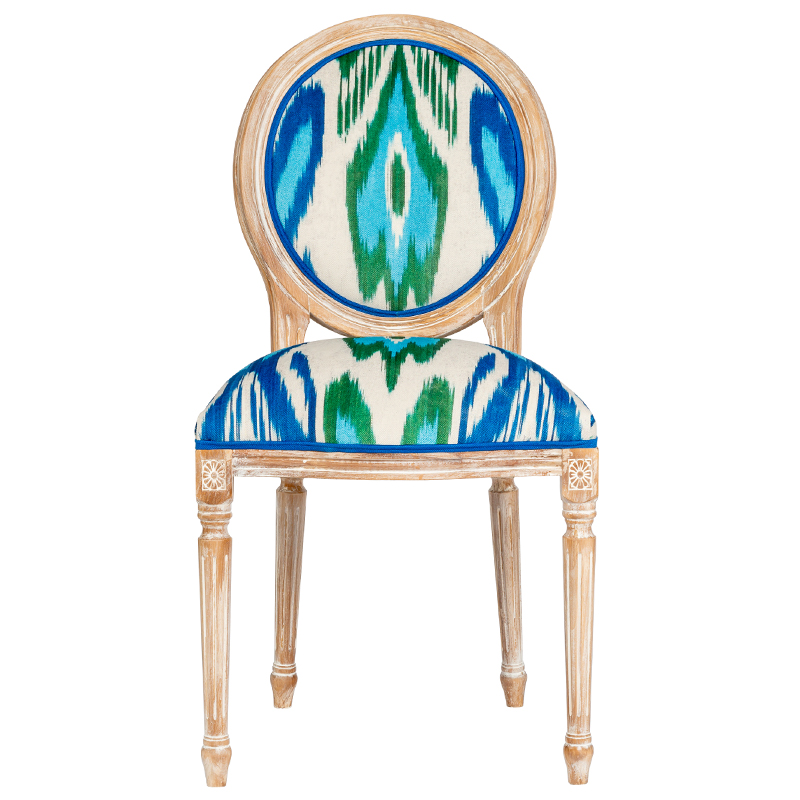 Мягкий стул с узором Ikat Pattern Белый Коричневый Мульти Мягкий стул с узором Ikat Pattern Белый Коричневый Мульти в Барнауле | Loft Concept
