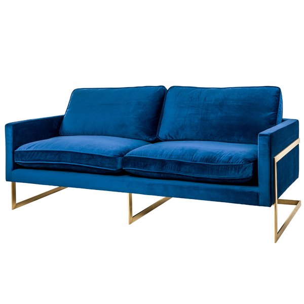 Диван бархатный Accent Velvet Sofa Золотой Синий Диван бархатный Accent Velvet Sofa Золотой Синий в Барнауле | Loft Concept