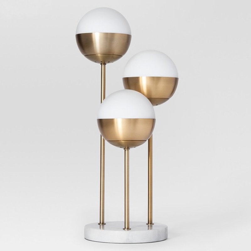 Geneva Glass Table Lamp Triple Globe Белый Латунь Geneva Glass Table Lamp Triple Globe Белый Латунь в Барнауле | Loft Concept
