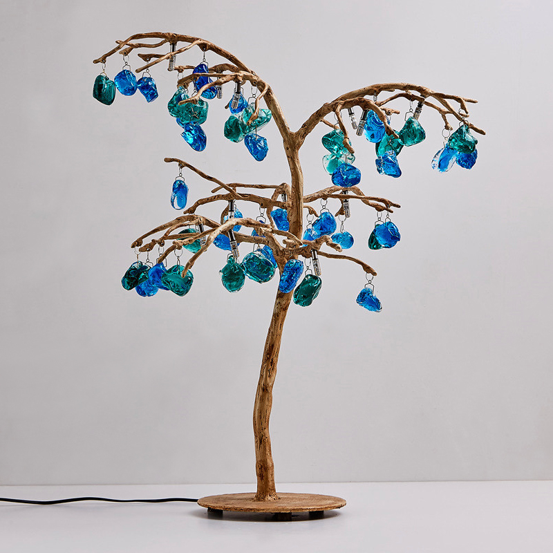 Настольная лампа Precious Tree Table lamp Винтажное Темное Золото Синий Бирюзовый Настольная лампа Precious Tree Table lamp Винтажное Темное Золото Синий Бирюзовый в Барнауле | Loft Concept