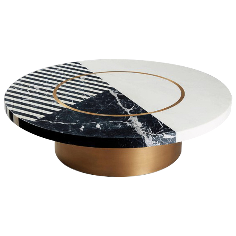 Кофейный стол Mercado Marble Brass Coffee Table Черно-белый Латунь Кофейный стол Mercado Marble Brass Coffee Table Черно-белый Латунь в Барнауле | Loft Concept