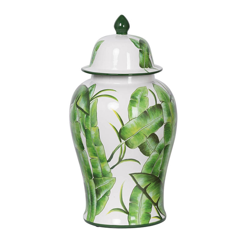 Ваза Vase Green Leaves I Белый Зеленый Ваза Vase Green Leaves I Белый Зеленый в Барнауле | Loft Concept