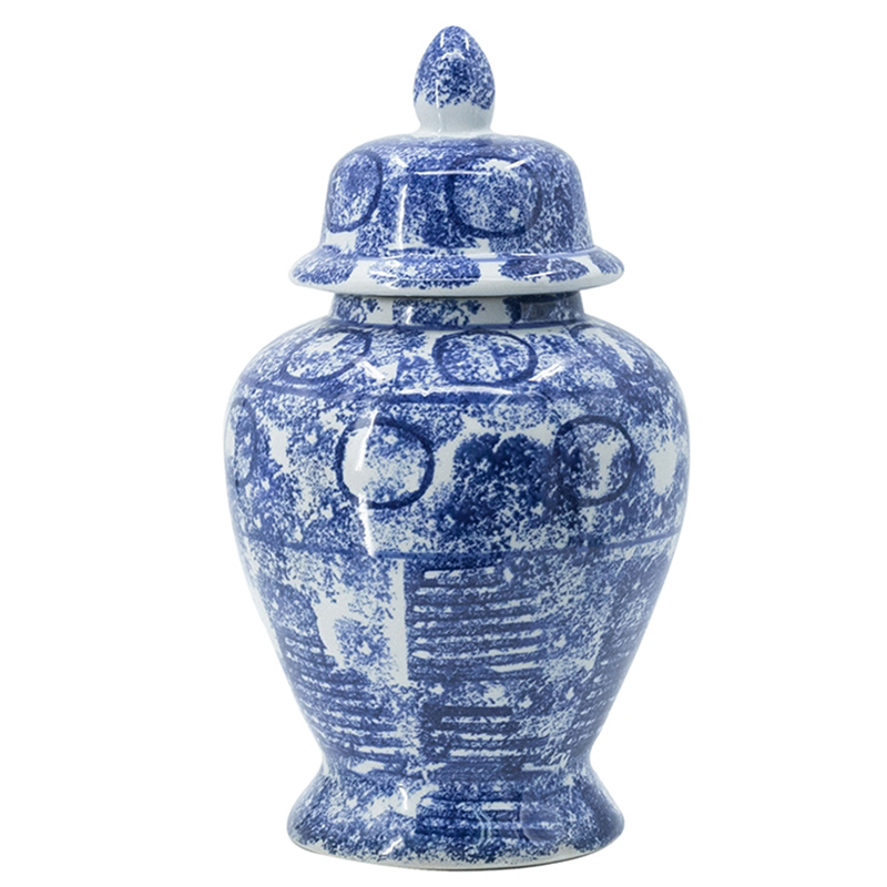 Ваза с крышкой Abstraction Vase Синий Белый Ваза с крышкой Abstraction Vase Синий Белый в Барнауле | Loft Concept