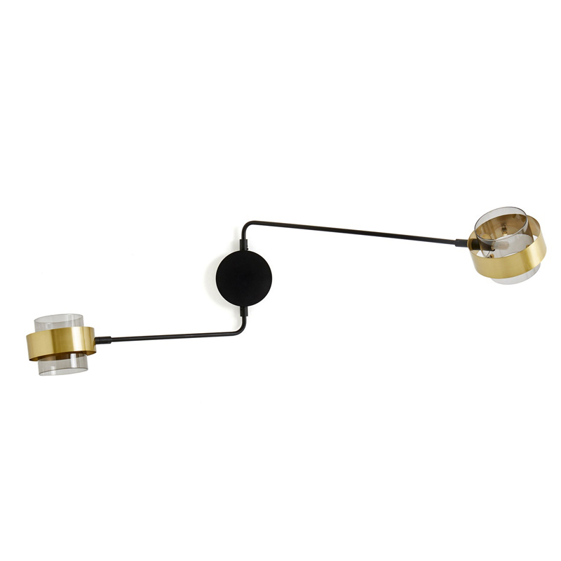 Бра Truvor Sconce Double Стекло Смок Латунь Черный Бра Truvor Sconce Double Стекло Смок Латунь Черный в Барнауле | Loft Concept