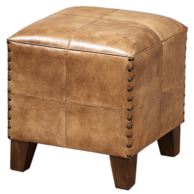 Пуф Leather Cube Puff Коричневый Карамель в Барнауле | Loft Concept 