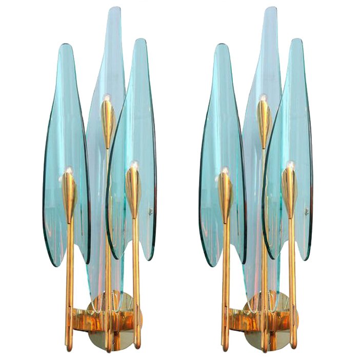 Бра Max Ingrand for Fontana Arte Sconces Золотой Синий Бра Max Ingrand for Fontana Arte Sconces Золотой Синий в Барнауле | Loft Concept