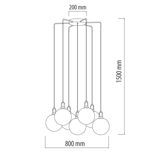 Люстра с 7-ю плафонами из прозрачного стекла в форме шара Orb Cascade  в Барнауле
