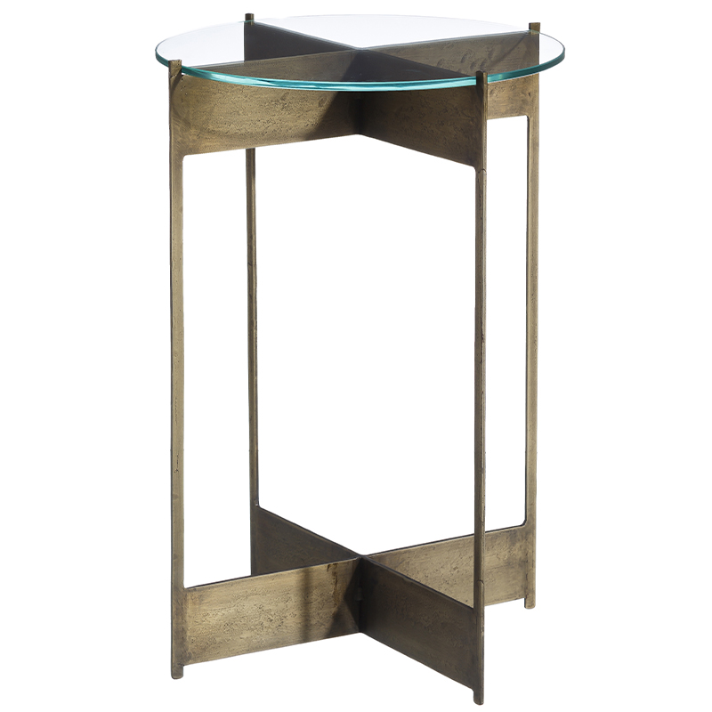Круглый приставной столик со стеклянной столешницей Lochlan Side Table Бронза Прозрачное Стекло Круглый приставной столик со стеклянной столешницей Lochlan Side Table Бронза Прозрачное Стекло в Барнауле | Loft Concept
