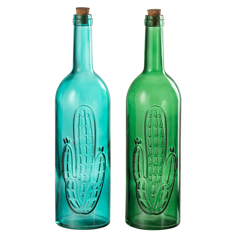 Набор декоративных бутылок Blue Green Cactus Голубой Зеленый Набор декоративных бутылок Blue Green Cactus Голубой Зеленый в Барнауле | Loft Concept