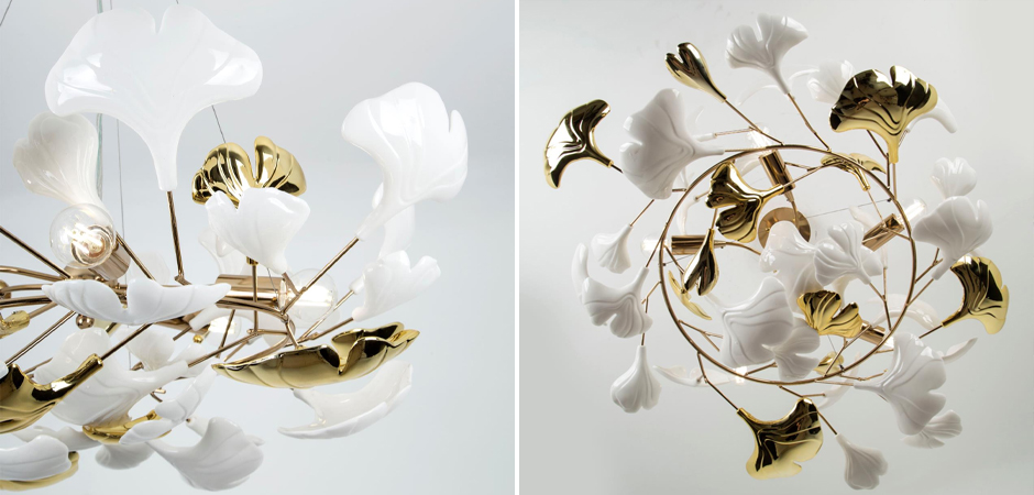 Люстра Wintery flover Gold с Белыми декоративными плафонами Люстра Wintery flover Gold с Белыми декоративными плафонами - Loft-Concept в Барнауле