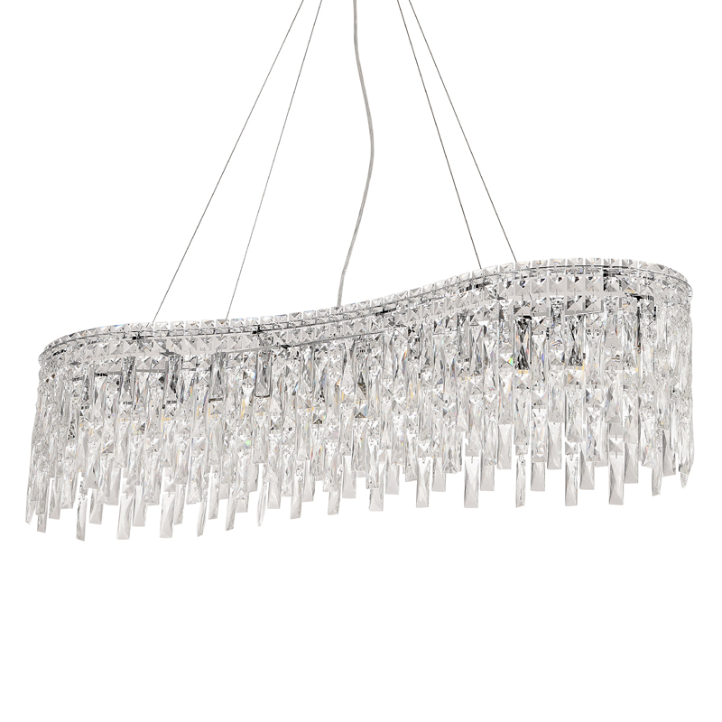 Люстра подвесная вытянутой формы с хрустальными подвесками Ludivine Lighting Хром Прозрачный Люстра подвесная вытянутой формы с хрустальными подвесками Ludivine Lighting Хром Прозрачный в Барнауле | Loft Concept