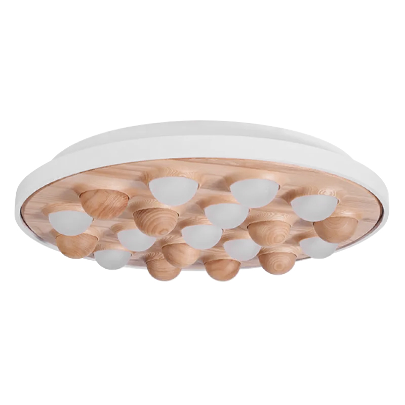 Потолочная люстра PIE White Light wood Древесина Белый Белое матовое стекло Потолочная люстра PIE White Light wood Древесина Белый Белое матовое стекло в Барнауле | Loft Concept