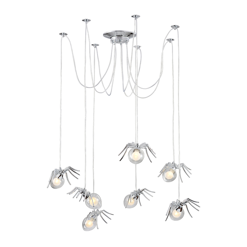 Люстра серебряная Паук Spiders lamp 7 Серебряный Прозрачный Люстра серебряная Паук Spiders lamp 7 Серебряный Прозрачный в Барнауле | Loft Concept