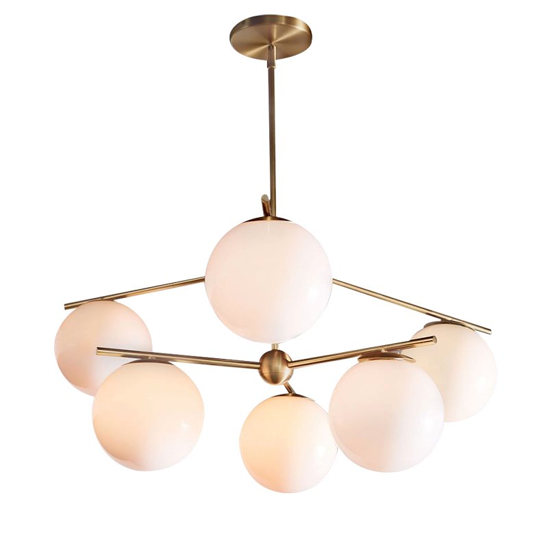 Люстра Sphere Stem 6-Light Chandelier Bronze Латунь Белый Люстра Sphere Stem 6-Light Chandelier Bronze Латунь Белый в Барнауле | Loft Concept