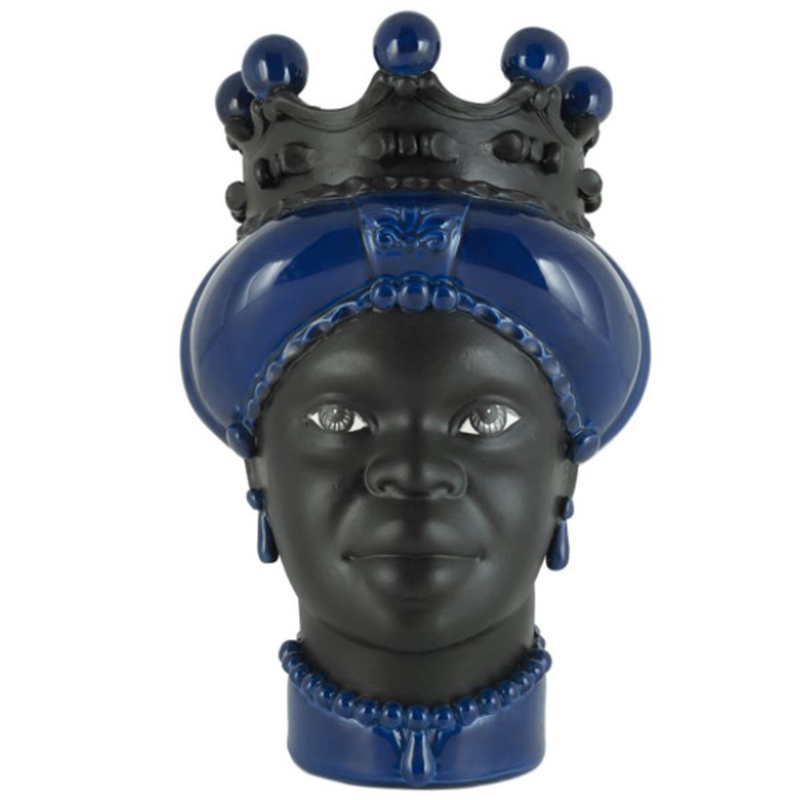 Ваза VASE MORO LADY CROWN DARK blue Черный Синий Ваза VASE MORO LADY CROWN DARK blue Черный Синий в Барнауле | Loft Concept
