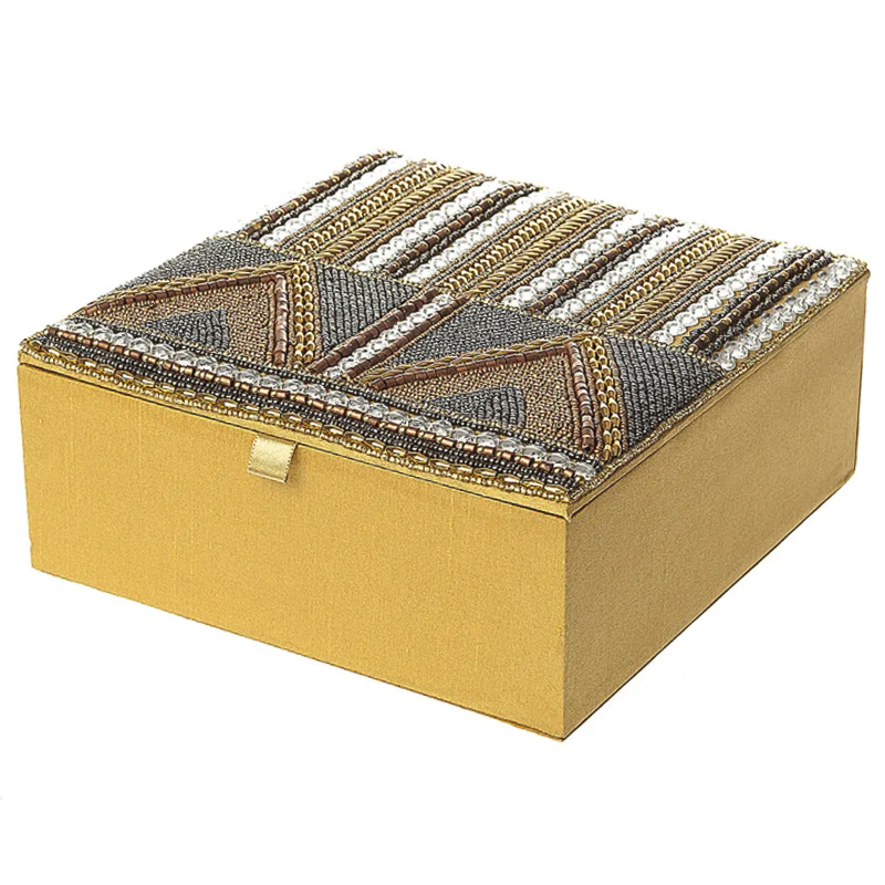 Шкатулка с вышивкой из бисера Lixin Beads Embroidery Box Золотой Серебряный Коричневый Шкатулка с вышивкой из бисера Lixin Beads Embroidery Box Золотой Серебряный Коричневый в Барнауле | Loft Concept