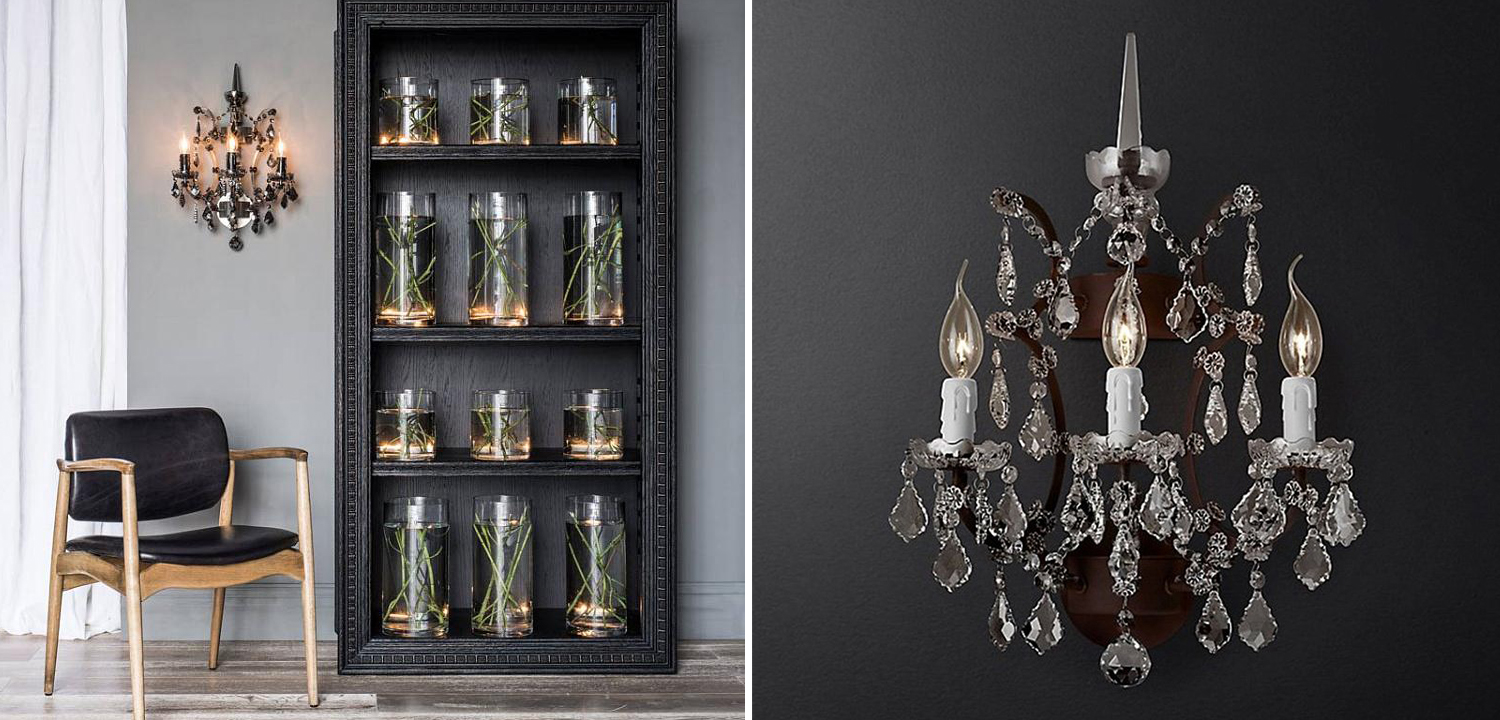 Бра 19th c. Rococo IRON & CLEAR CRYSTAL Brown Wall Lamp - фото