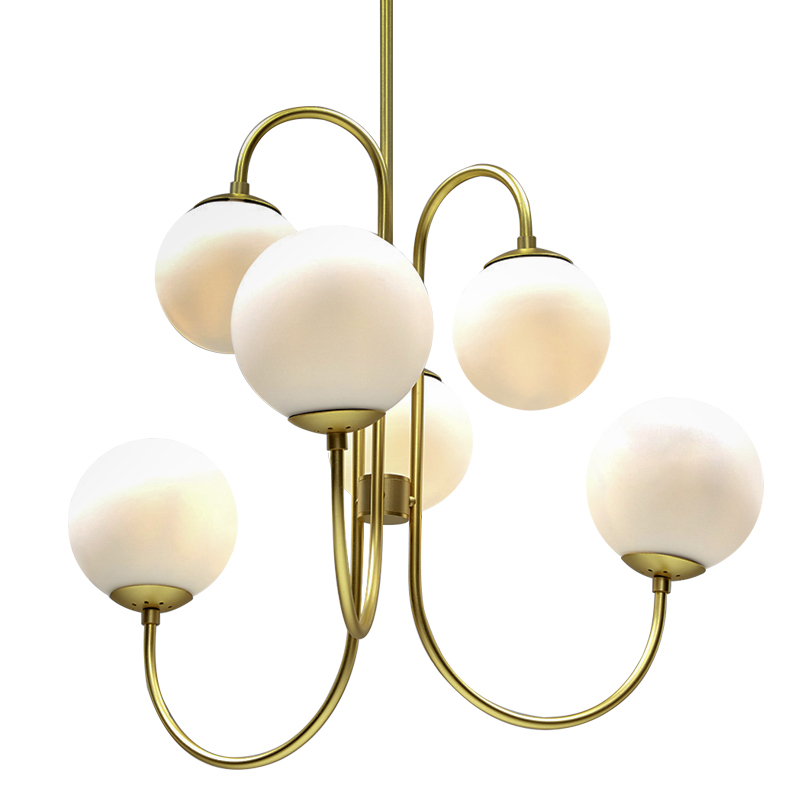 Люстра Gooseneck Pelle Gold Chandelier Белый Золотой Люстра Gooseneck Pelle Gold Chandelier Белый Золотой в Барнауле | Loft Concept