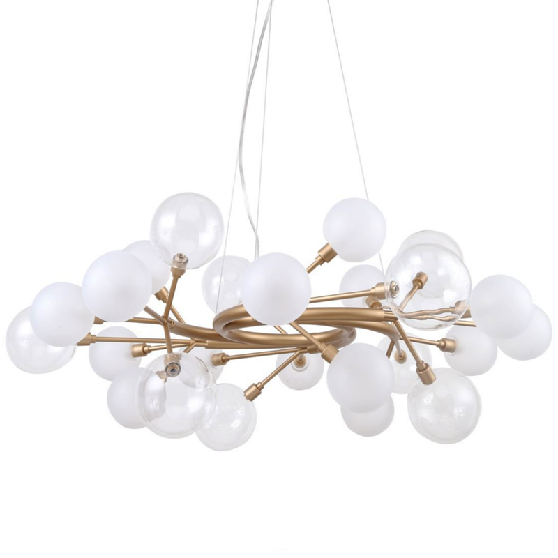 Люстра Berries Chandelier White 85 матовое золото Прозрачный Прозрачный белый Люстра Berries Chandelier White 85 матовое золото Прозрачный Прозрачный белый в Барнауле | Loft Concept