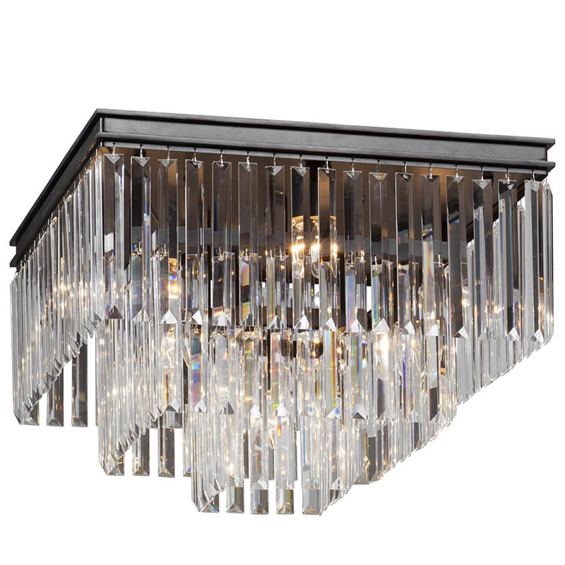 Потолочный светильник ODEON CLEAR GLASS 3-TIER 52 см Черный в Барнауле | Loft Concept 