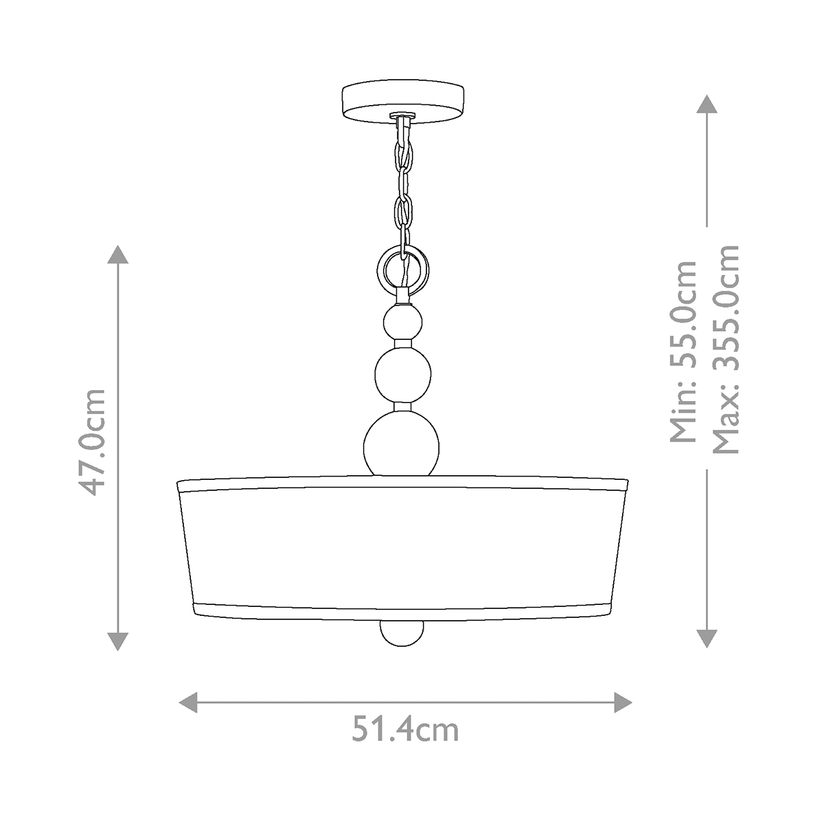 Люстра подвесная с белым тканевым цилиндрическим абажуром и декоративными шарами Hinkley в Барнауле