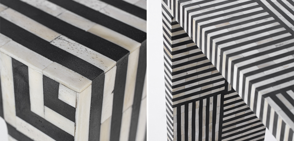 Консоль черно-белая отделка кость BONE INLAY CONSOL - фото №2