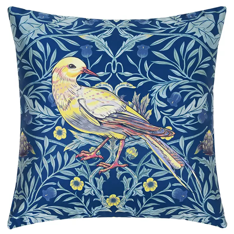 Декоративная подушка Bird and Flower Pattern Cushion Синий Мульти Декоративная подушка Bird and Flower Pattern Cushion Синий Мульти в Барнауле | Loft Concept