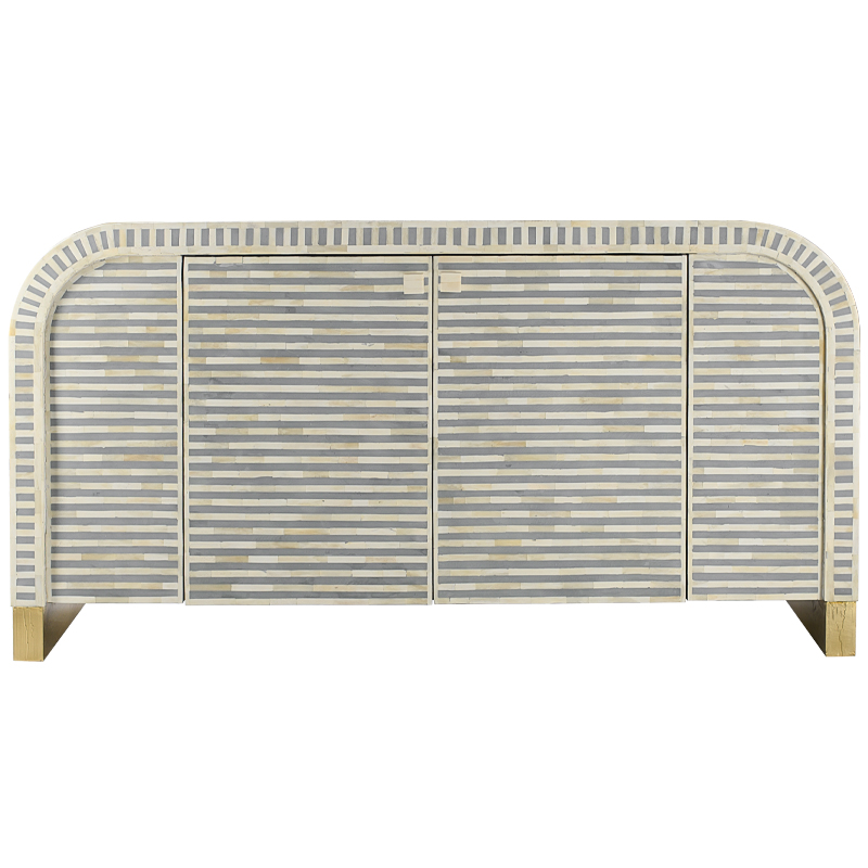 Комод серый с инкрустацией костью Bone Inlay Buffet gray Серый Белый Золотой Комод серый с инкрустацией костью Bone Inlay Buffet gray Серый Белый Золотой в Барнауле | Loft Concept