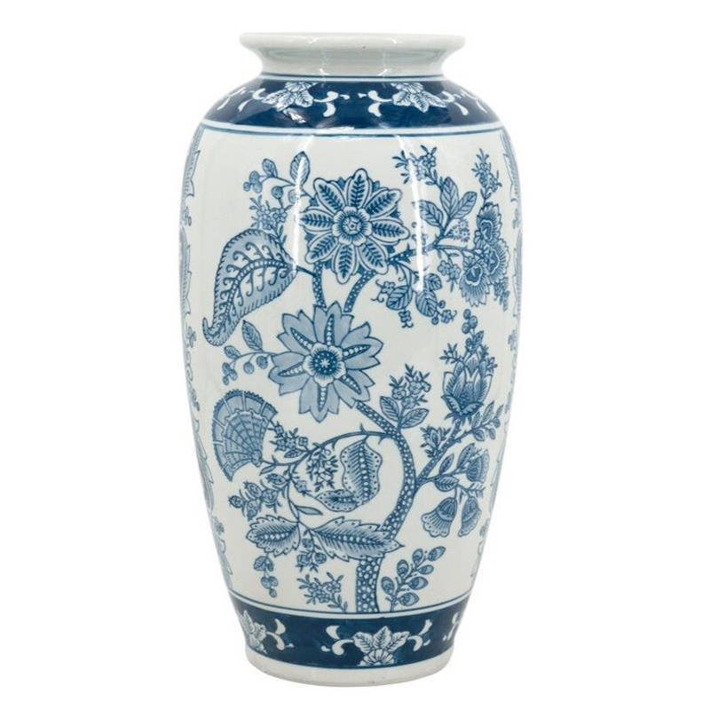 Ваза с синим цветочным орнаментом Blue & White Ornament Белый Синий Ваза с синим цветочным орнаментом Blue & White Ornament Белый Синий в Барнауле | Loft Concept