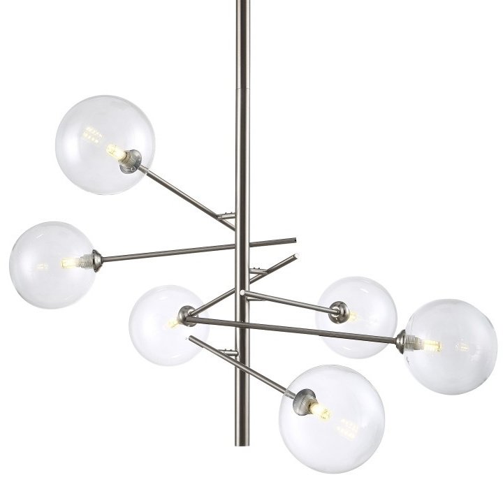Люстра Gallotti & Radice Straight Nickel 6 Никель Прозрачное Стекло в Барнауле | Loft Concept 