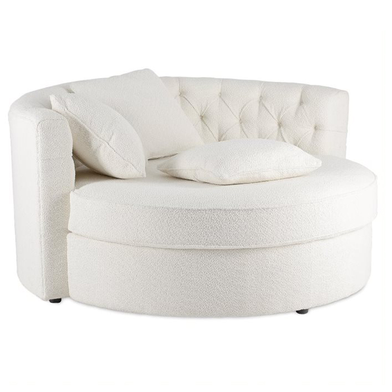 Кушетка круглая с обивкой из ткани букле Milky Boucle Chair Белая Молочный Кушетка круглая с обивкой из ткани букле Milky Boucle Chair Белая Молочный в Барнауле | Loft Concept