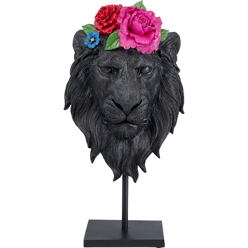 Статуэтка Lion and Flowers Черный Статуэтка Lion and Flowers Черный в Барнауле | Loft Concept