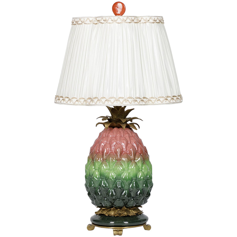 Настольная лампа с абажуром Pineapple Pink Green Table Lamp Белый Розовый Зеленый Салатовый Бронза Настольная лампа с абажуром Pineapple Pink Green Table Lamp Белый Розовый Зеленый Салатовый Бронза в Барнауле | Loft Concept