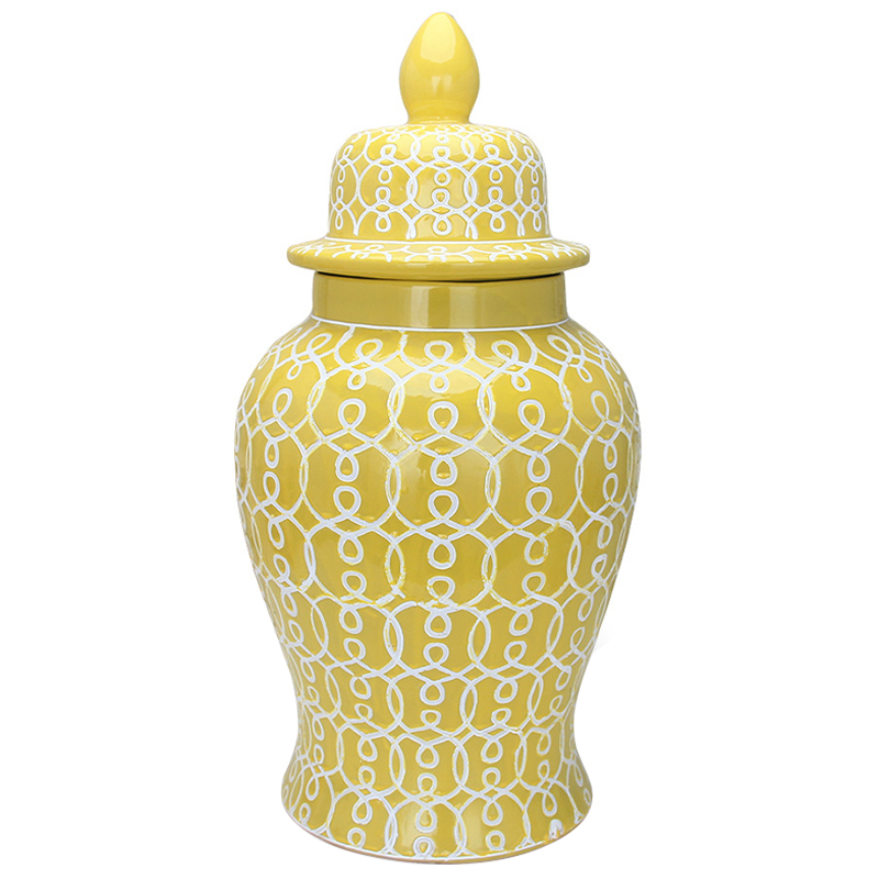 Ваза с крышкой Ceramic Yellow White Ornament Vase Желтый Белый Ваза с крышкой Ceramic Yellow White Ornament Vase Желтый Белый в Барнауле | Loft Concept